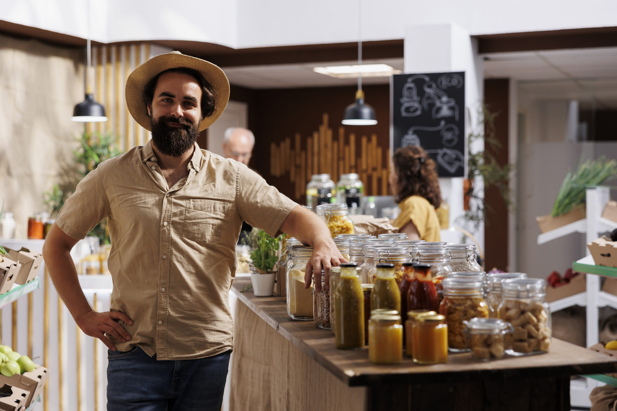 Home man buying fresh vegetables in store